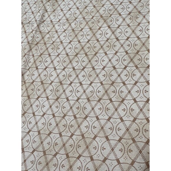 Brown & Tan Cotton Fat Quarter Fabric with Geometric Circles & Plaids Design 18x - Picture 1 of 5